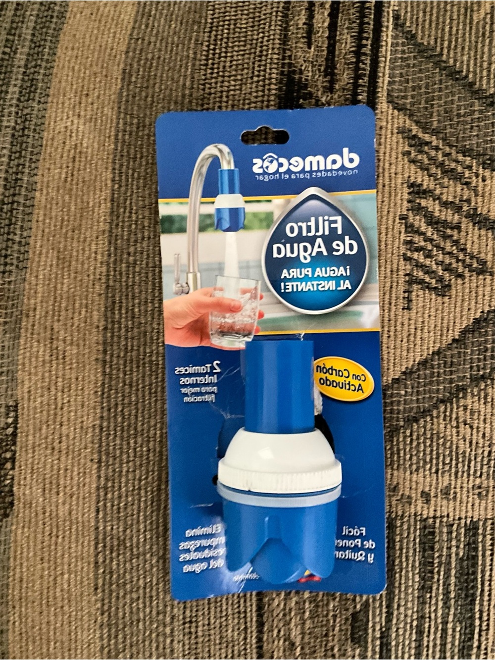 Blue and White Faucet Water Filter - Filtrō de Agua